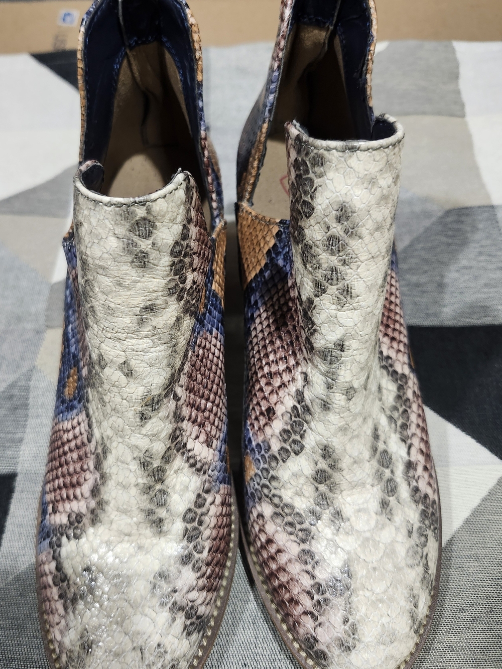 Blondo Multicolor Snake-Print Slip-On Ankle Booties